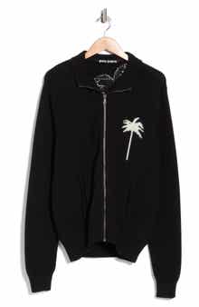 Palm Angels Palm Tree Cotton & Wool Zip Cardigan