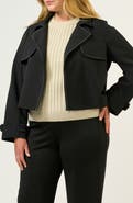 Estelle Jude Contrast Topstitch Detail Crop Trench Jacket