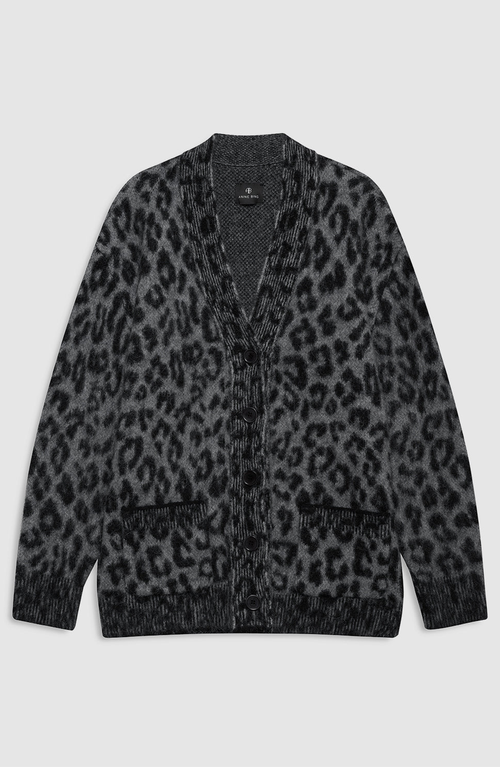 Anine Bing Leopard-pattern Button-up Cardigan In Gray