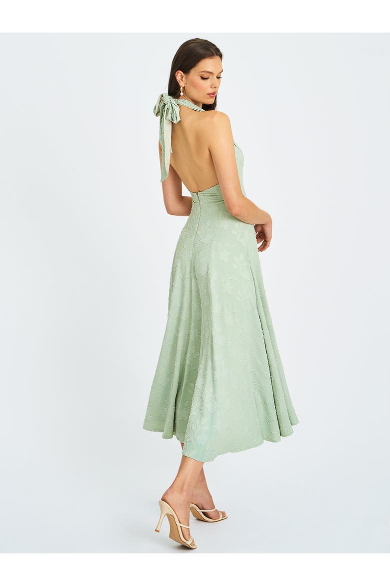 Magda Deep V Neck Halter A-line Midi Dress, Alternate, color, Mint Green