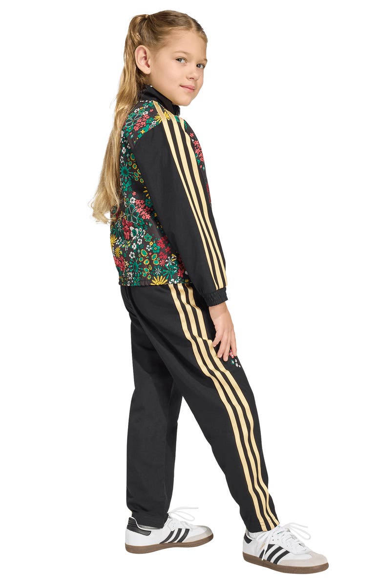 adidas Kids' Floral Print Track Jacket & Pants Set, Alternate, color, Black
