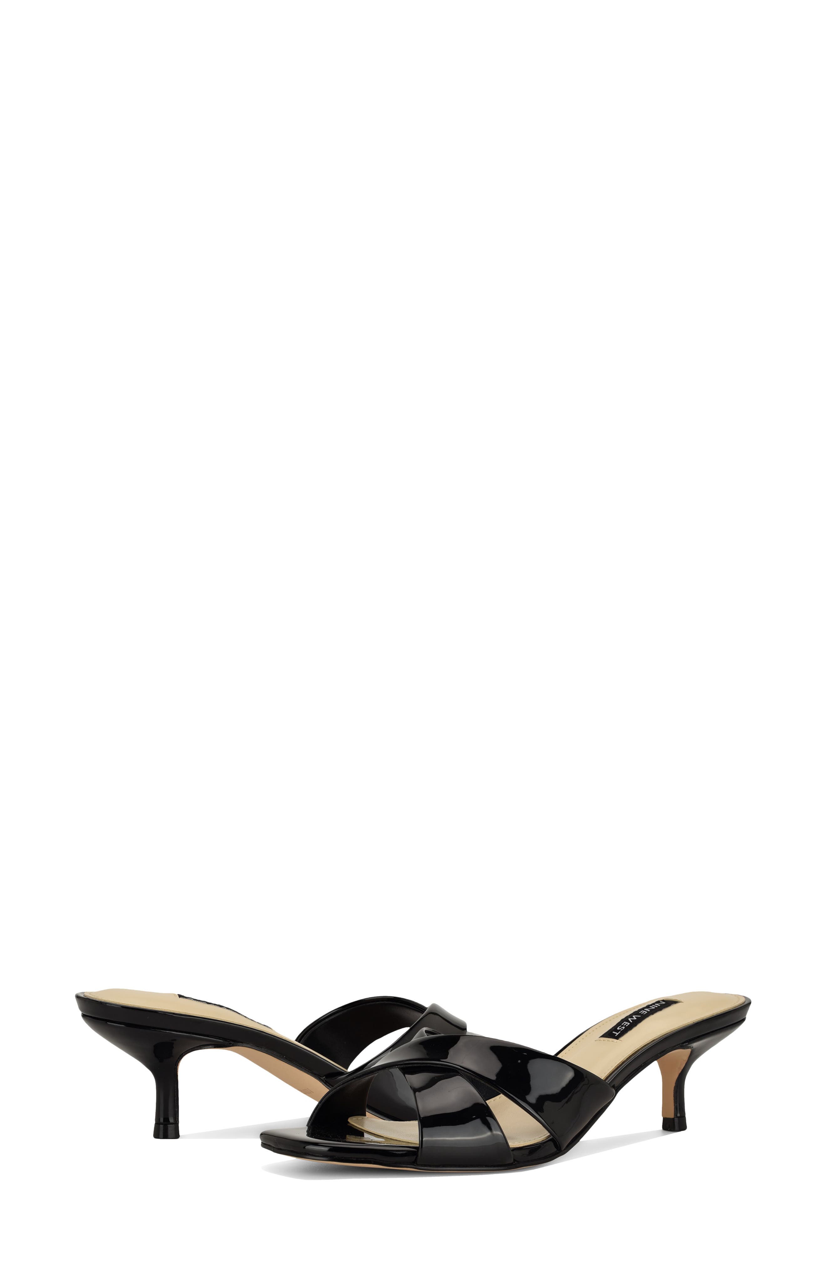 Nine West Merlana Kitten Heel Sandal, Alternate, color, Black