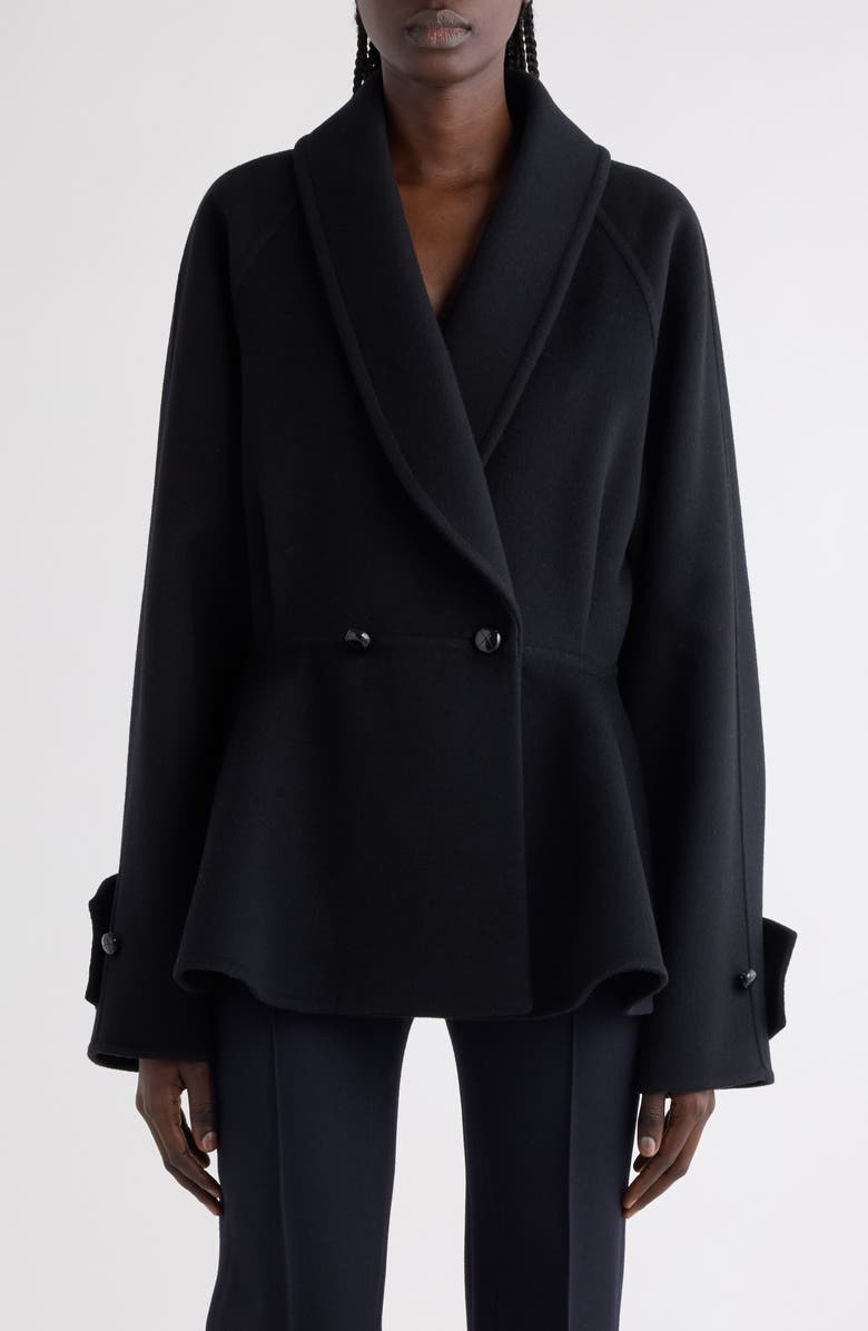 Chloé Double Breasted Wool Peplum Jacket, Main, color, Black
