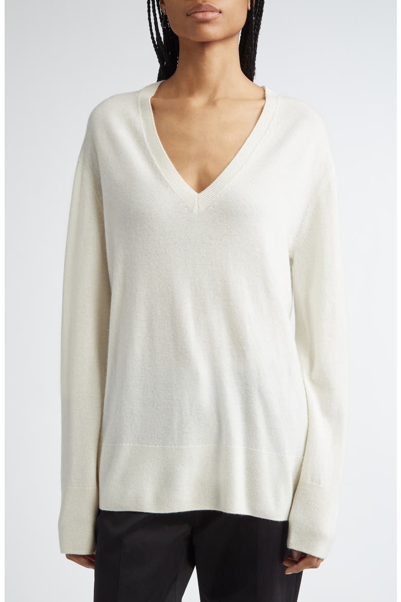 Cashmere V-Neck Sweater, Main, color, ECRU