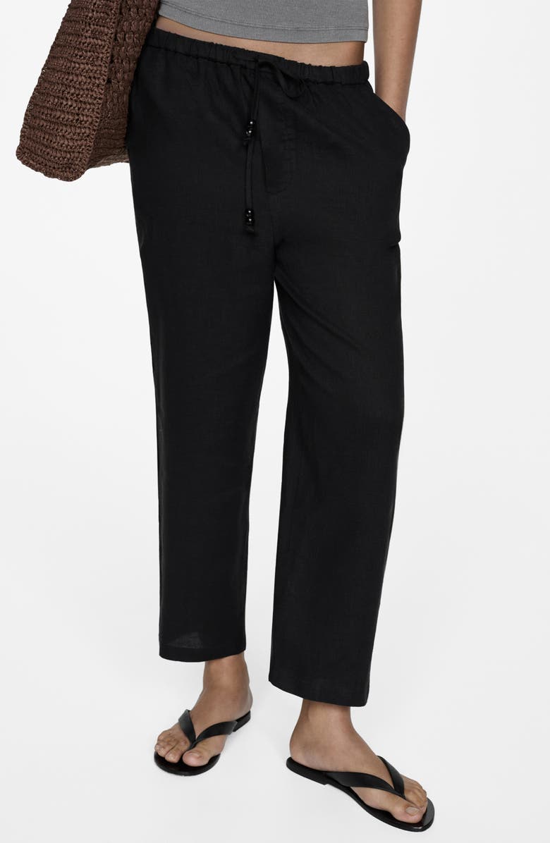 MANGO Linen Drawstring Pants, Main, color, 