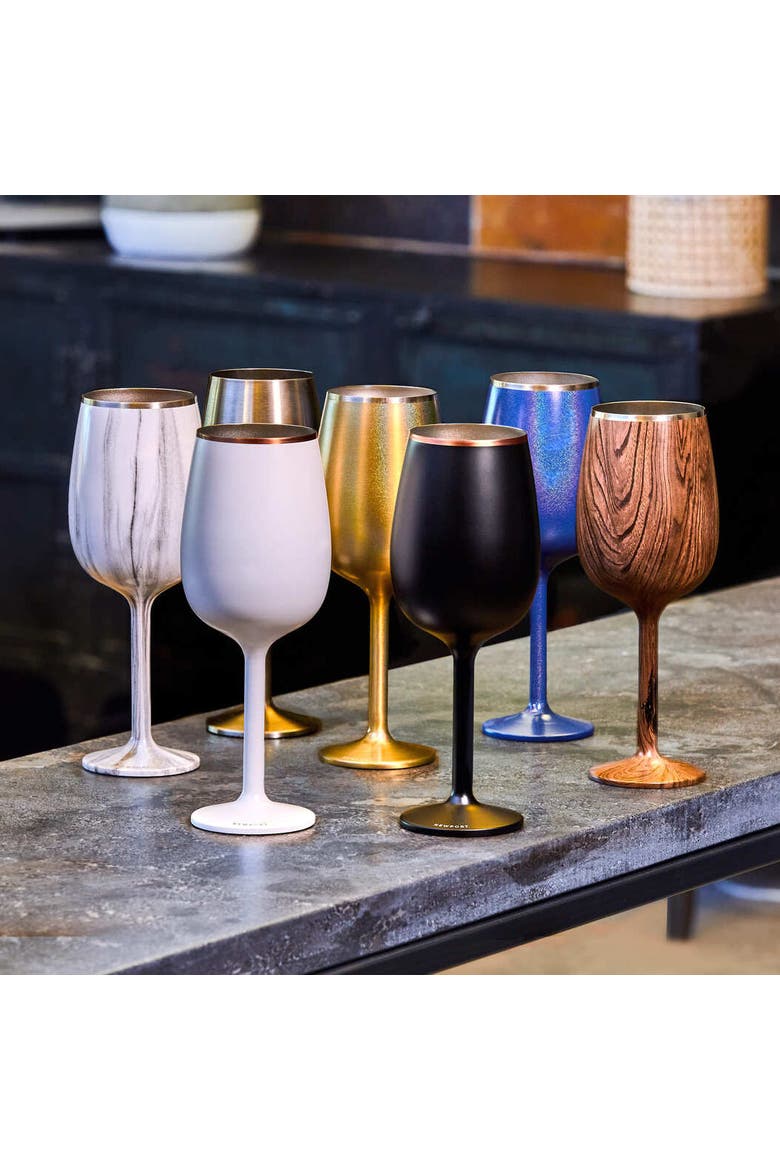 Stainless Steel Stemmed Wine Glass Set of 2, Alternate, color, Marble