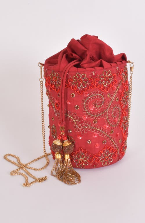Raas June Embroidered Bucket Bag In Red