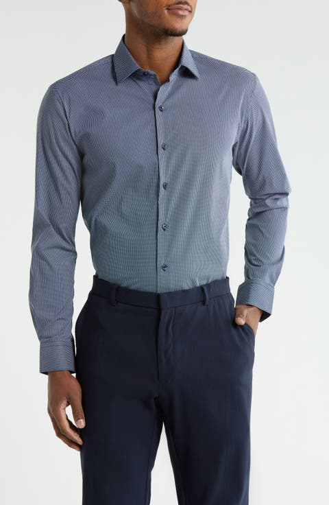 Dot Stripe Stretch Dress Shirt