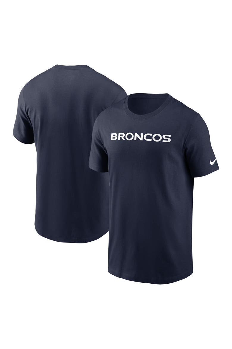 Men's Nike Navy Denver Broncos Primetime Wordmark Essential T-Shirt, Main, color, Navy