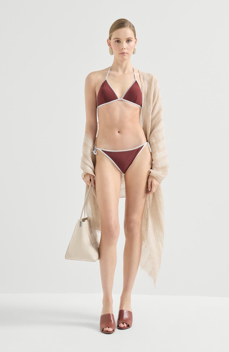 Brunello Cucinelli Bikini top with monili, Alternate, color, Bordeaux