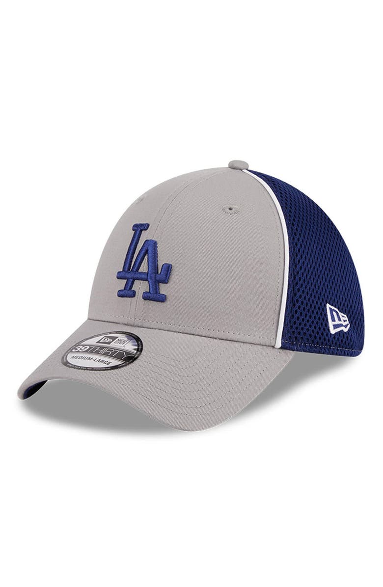 New Era Men's New Era Gray Los Angeles Dodgers Pipe 39THIRTY Flex Hat, Main, color,
