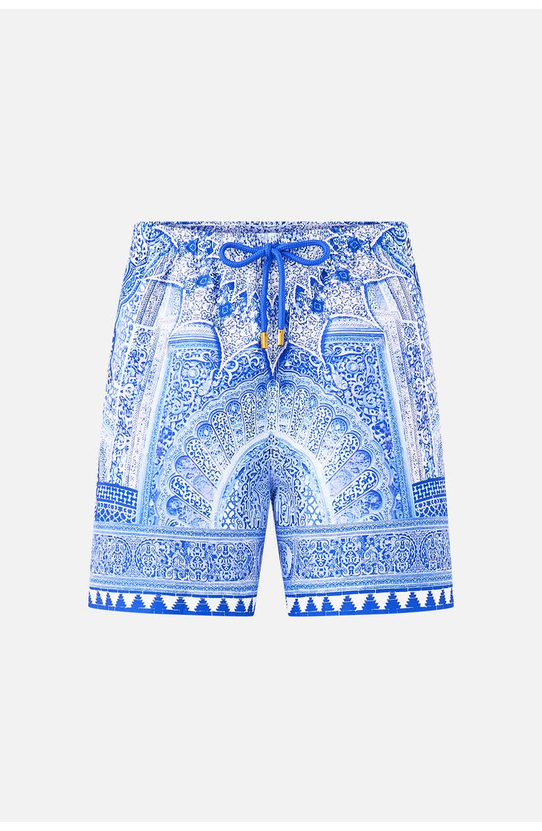 Camilla Mid Length Boardshort With Elastic Waist, Main, color, The Bosphorous