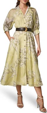 Donna Karan New York Floral Print Belted Shirtdress