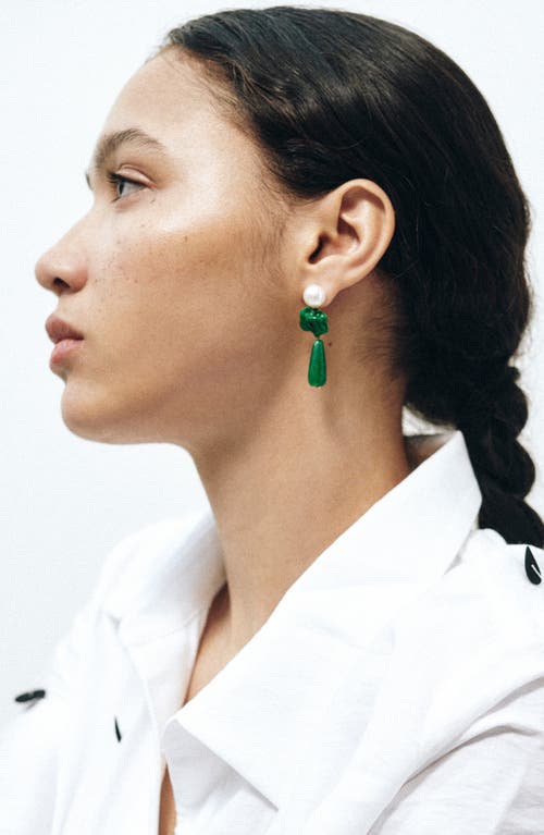 Completedworks The Depths Of Time Freshwater Pearl & Chalcedony Drop Earrings In Green 18ct Gold Plated