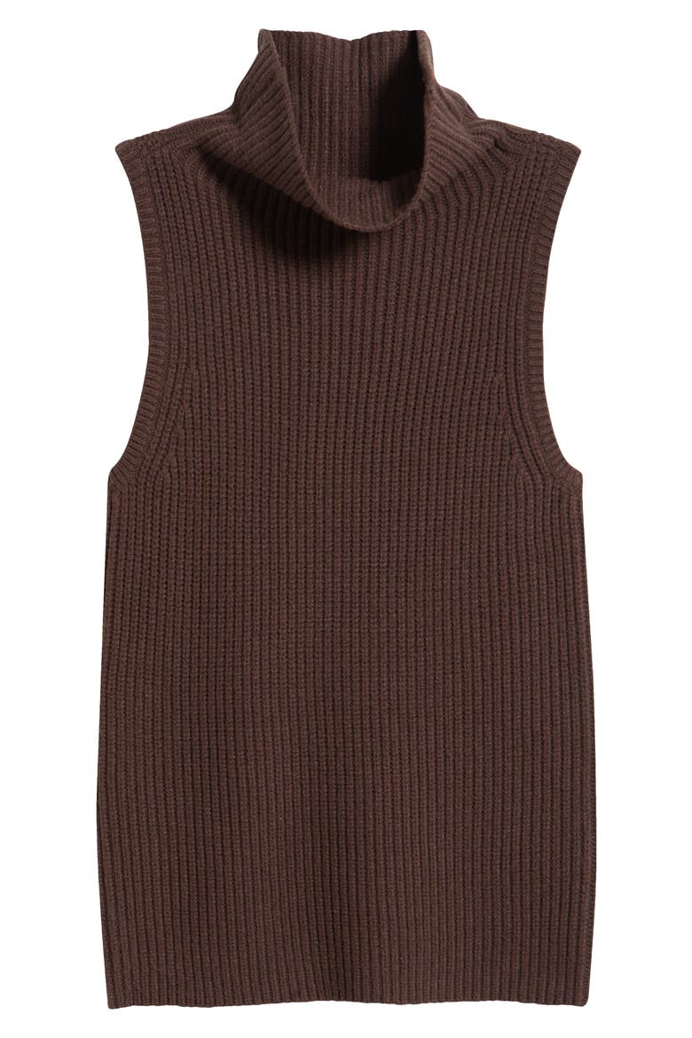 Sleeveless Funnel Neck Sweater, Alternate, color, BROWN SEAL