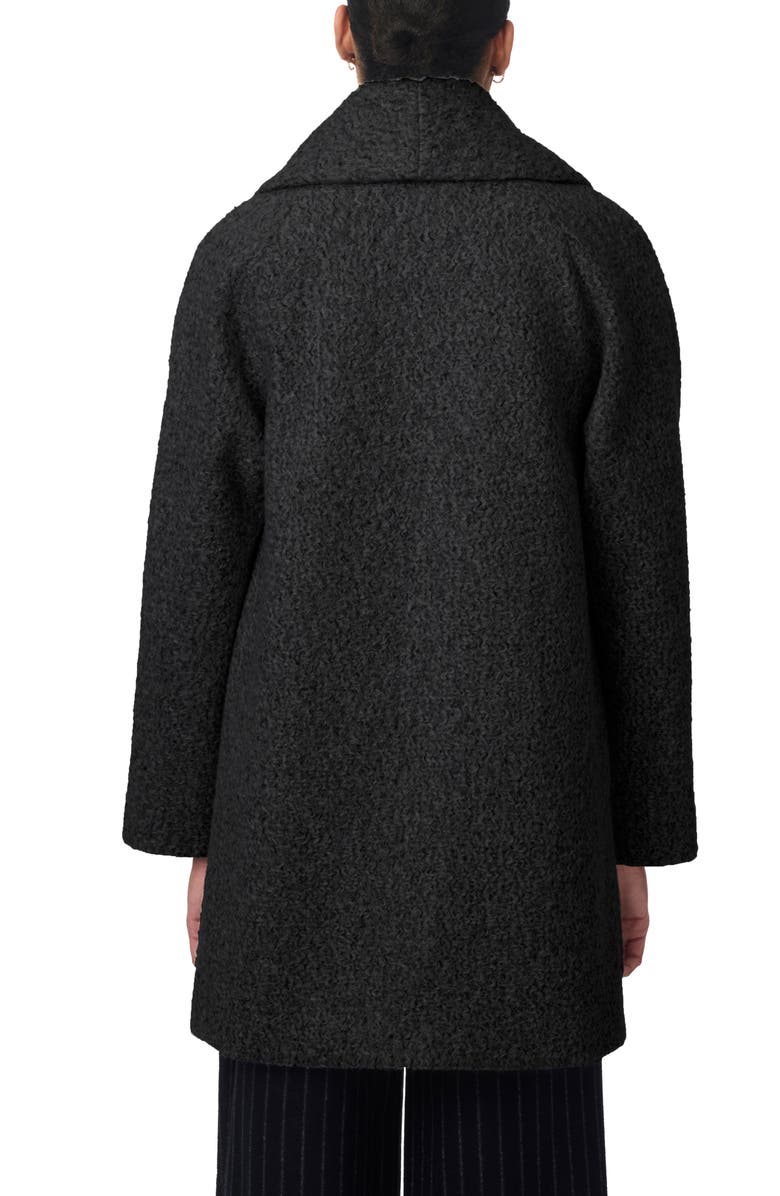 Bernardo Shawl Collar Double Breasted Faux Shearling Coat, Alternate, color, Black