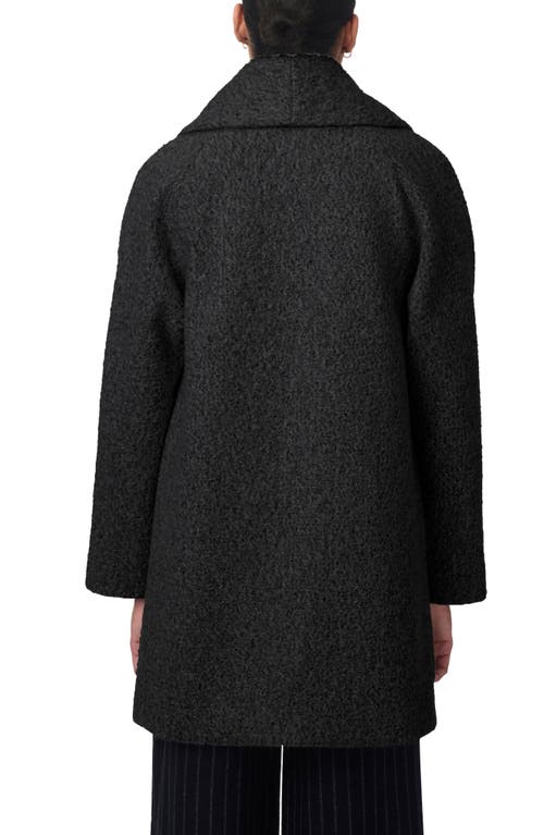 Bernardo Shawl Collar Double Breasted Faux Shearling Coat In Black