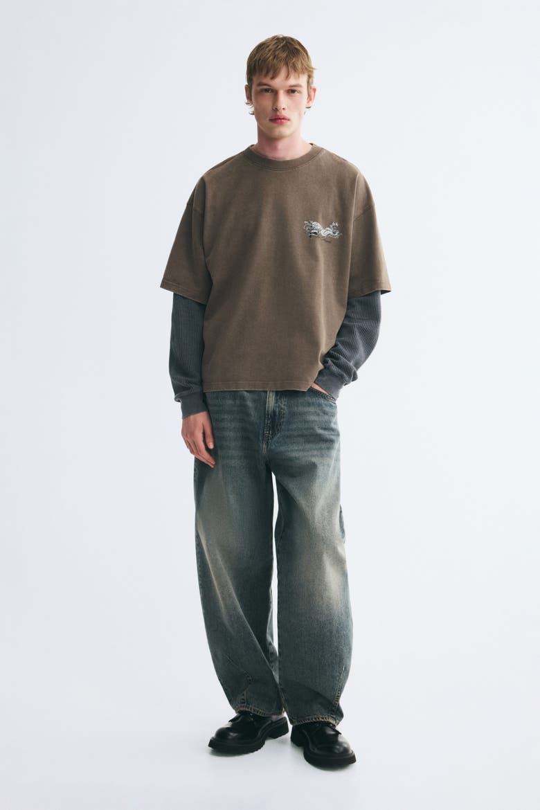 Oversized Boxy Printed Cotton T-Shirt, Alternate, color, Dark taupe/Field Goods