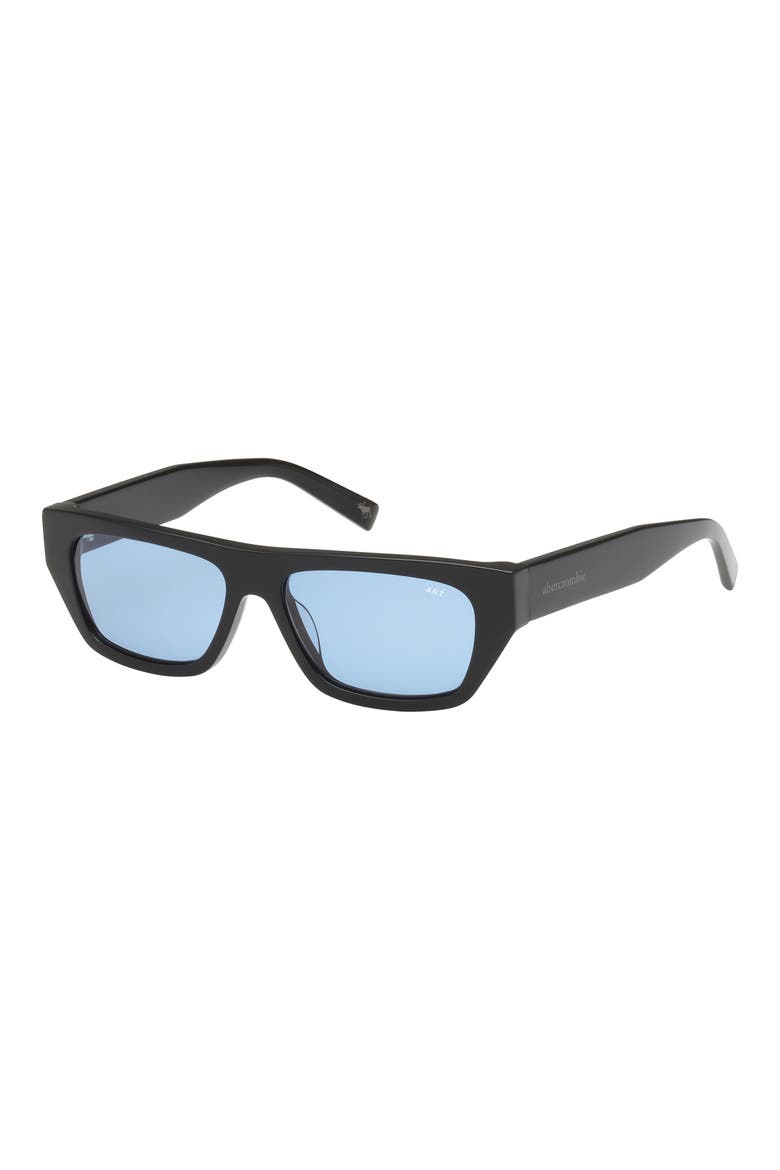 Small 48mm Rectangular Sunglasses, Alternate, color, SHINY BLACK / BLUE