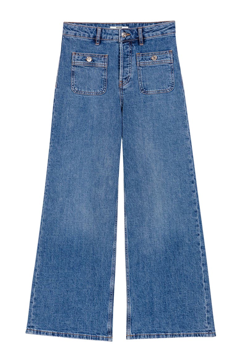 Wide-leg jeans with patch pockets, Alternate, color, Blue