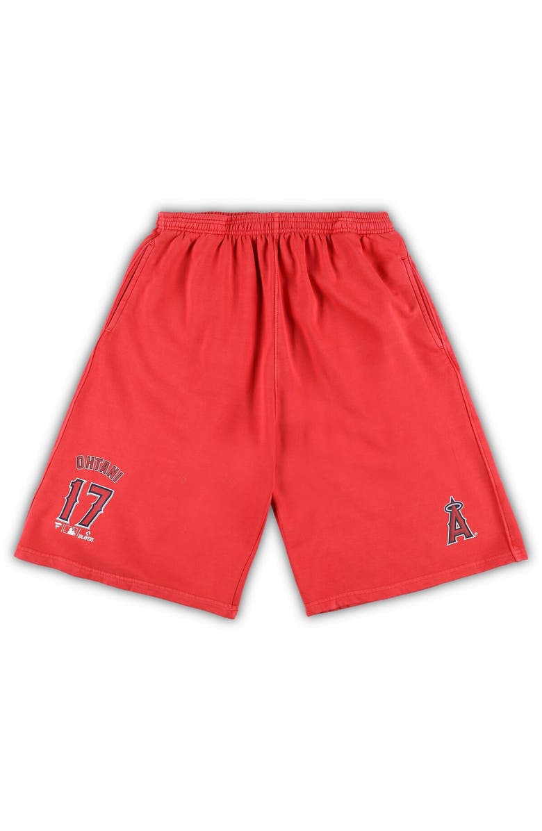 PROFILE Men's Shohei Ohtani Red Los Angeles Angels Big & Tall Stitched Double-Knit Shorts, Main, color,