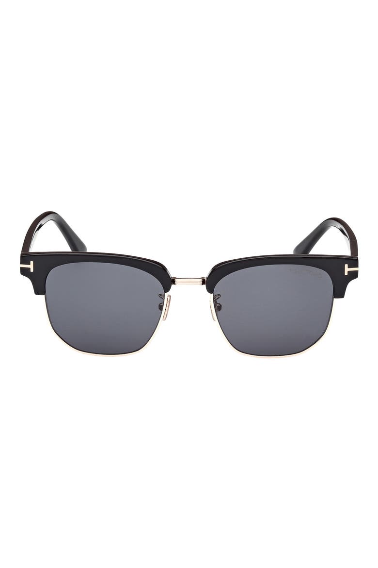 54mm Square Sunglasses, Main, color, SHINY BLACK / SMOKE