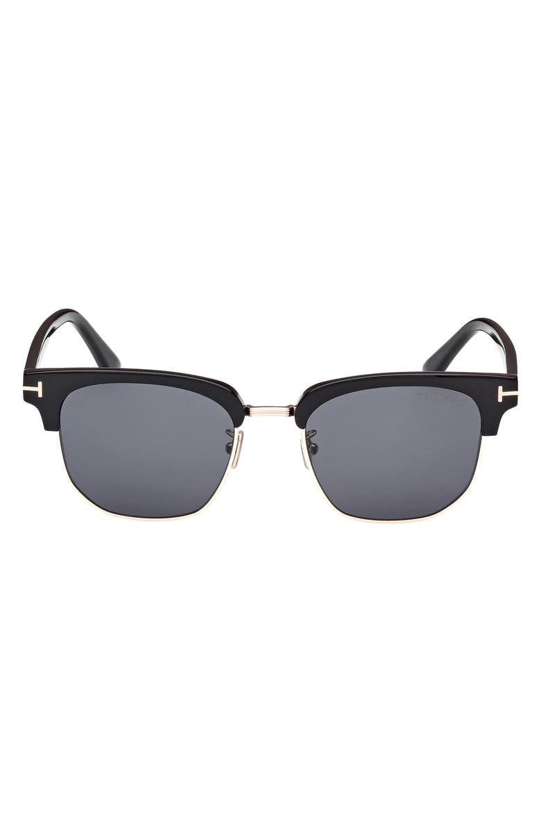 TOM FORD 54mm Square Sunglasses, Main, color, Shiny Black / Smoke