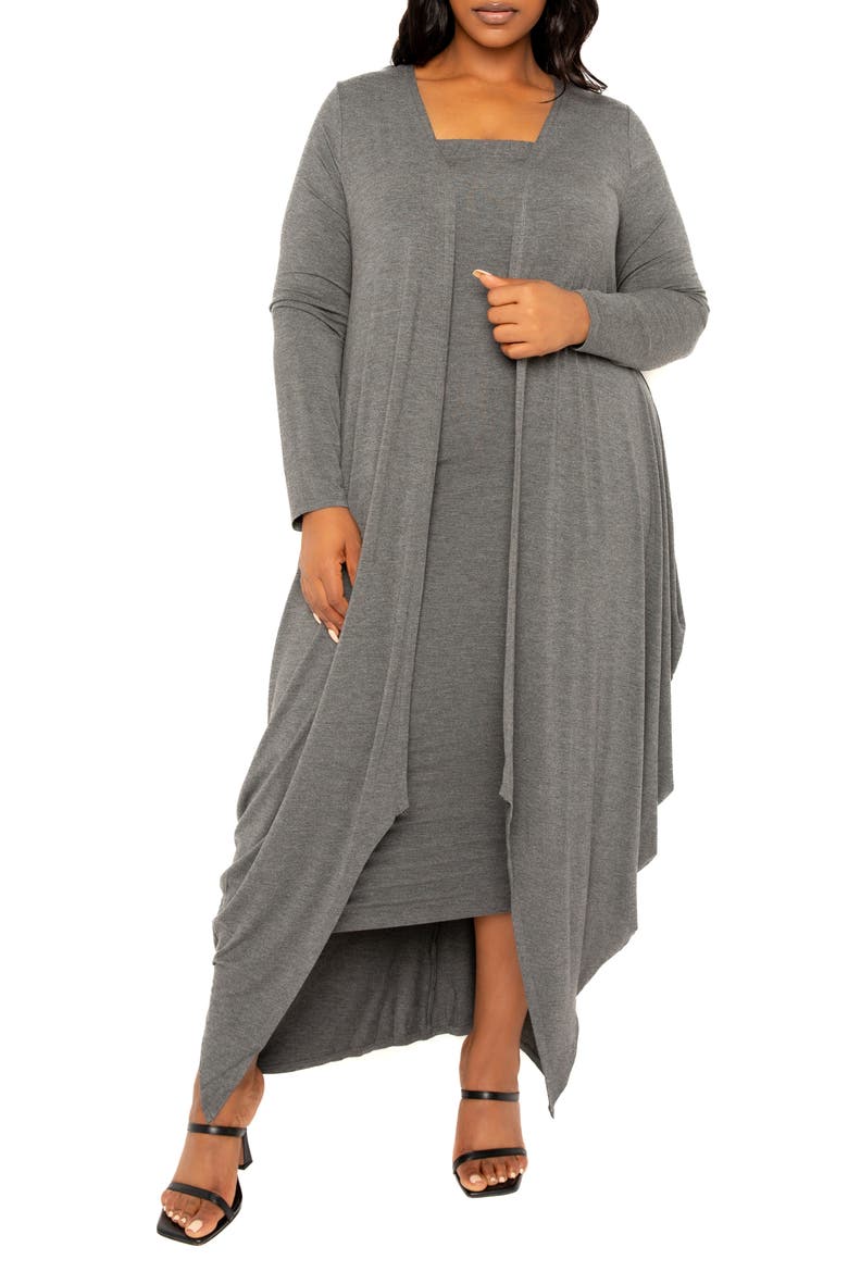 Cascade Bubble Hem Cardigan, Alternate, color, CHARCOAL GREY