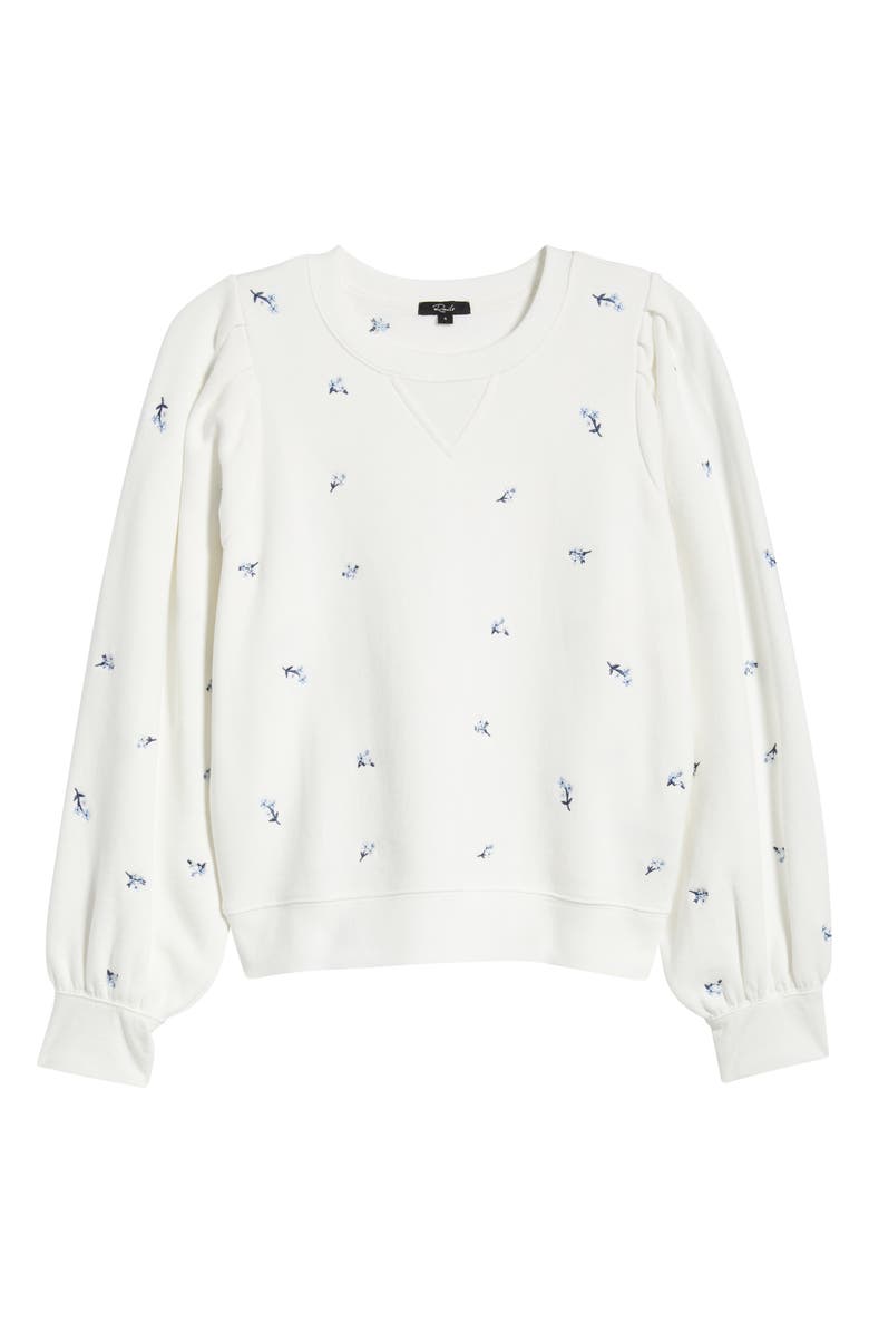 Rails Tiffany Floral Embroidered Balloon Sleeve Cotton Sweatshirt, Alternate, color, Embroidered Blue Iris