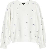 Rails Tiffany Floral Embroidered Balloon Sleeve Cotton Sweatshirt
