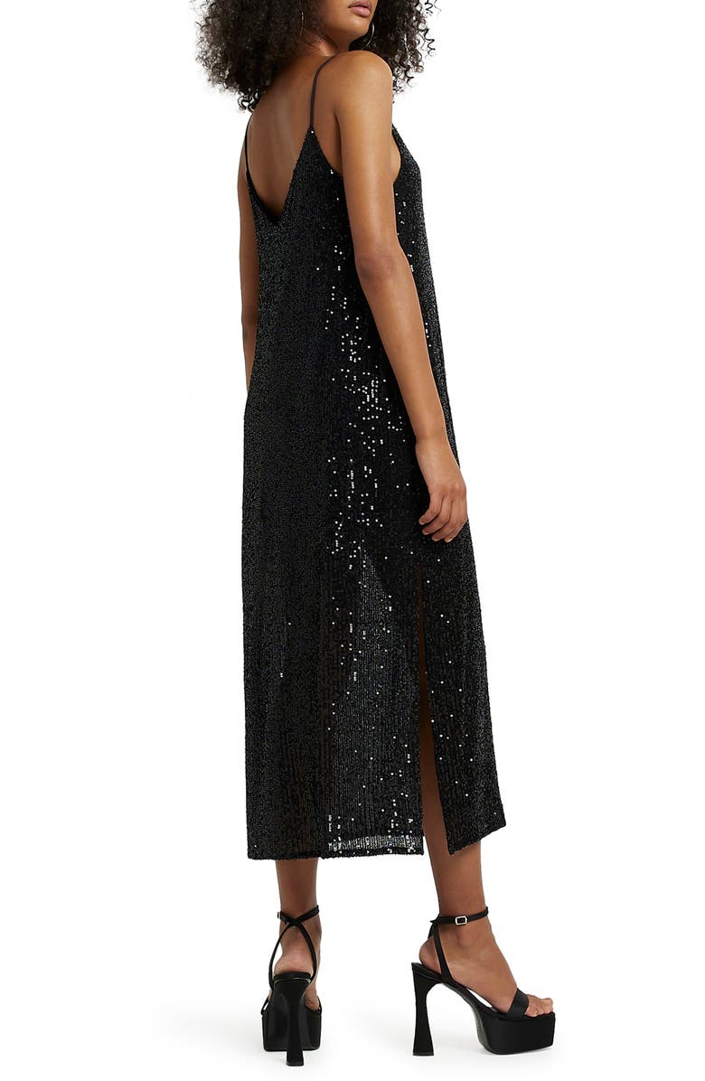 River Island Addison V-Neck Sequin Slipdress, Alternate, color, 