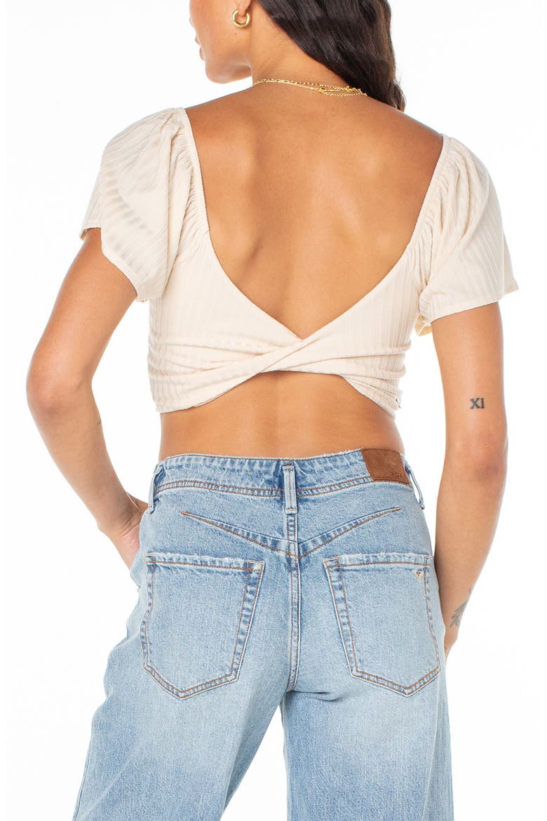 Sandy Beach Smocked Twist Reversible Crop Top, Alternate, color, SNOW WHITE