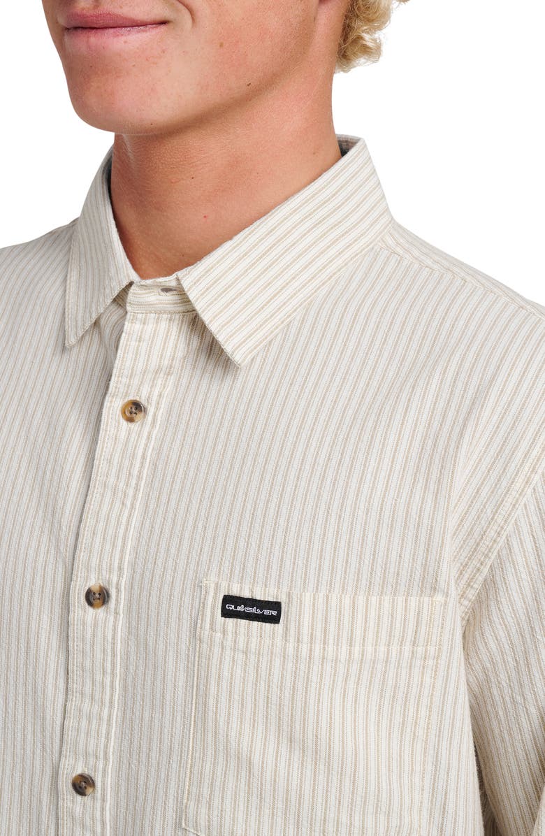 Quiksilver Oxford Stripe Classic Short Sleeve Button-Up Shirt, Alternate, color, Moonstruck