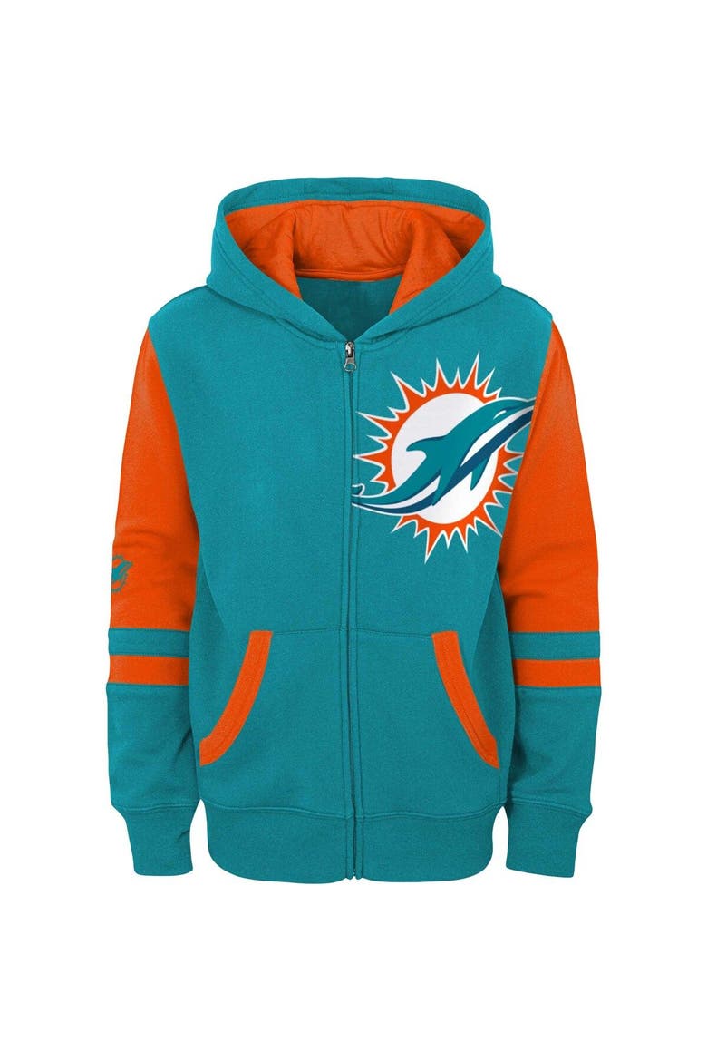 Preschool Aqua Miami Dolphins Stadium Color Block Full-Zip Hoodie, Alternate, color, Aqua
