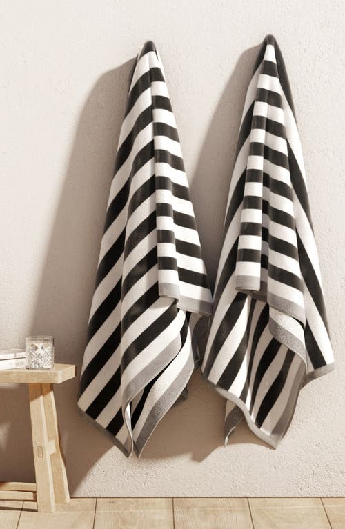 Woven & Weft 2-pack Stripe Oversize Beach Towels In Black/grey