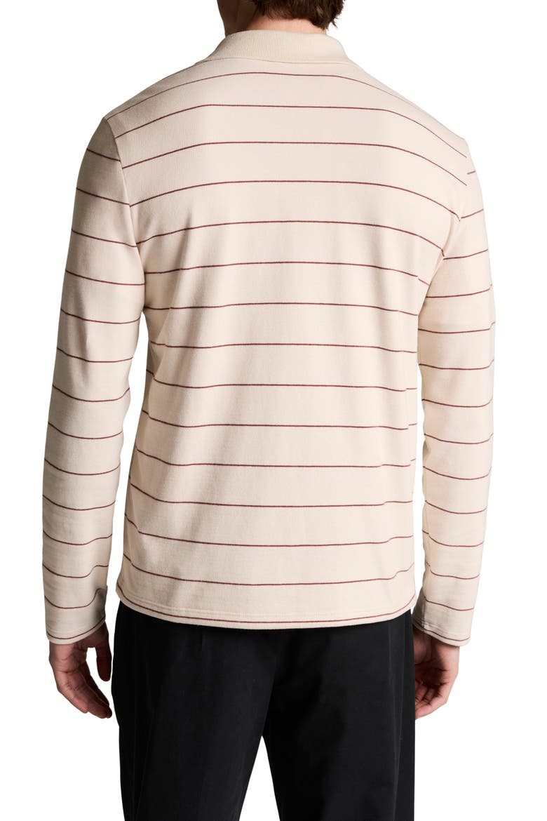 Stripe Long Sleeve Polo, Alternate, color, SMOCK WHITE/DEEP SAT