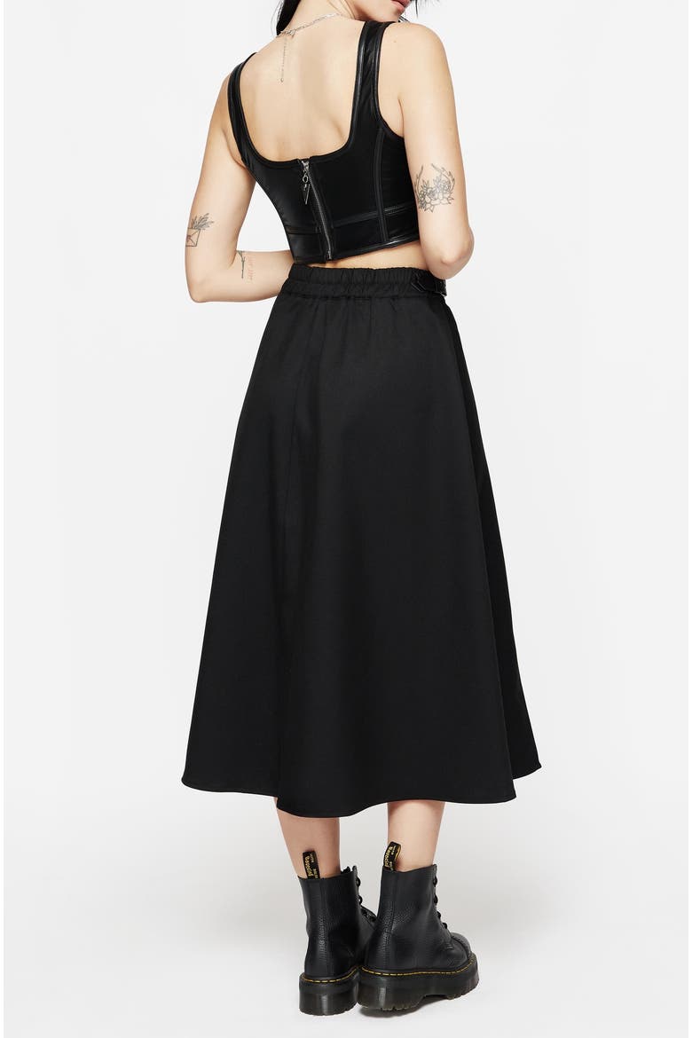 Nightingale Buckled Midi Skirt, Alternate, color, Black