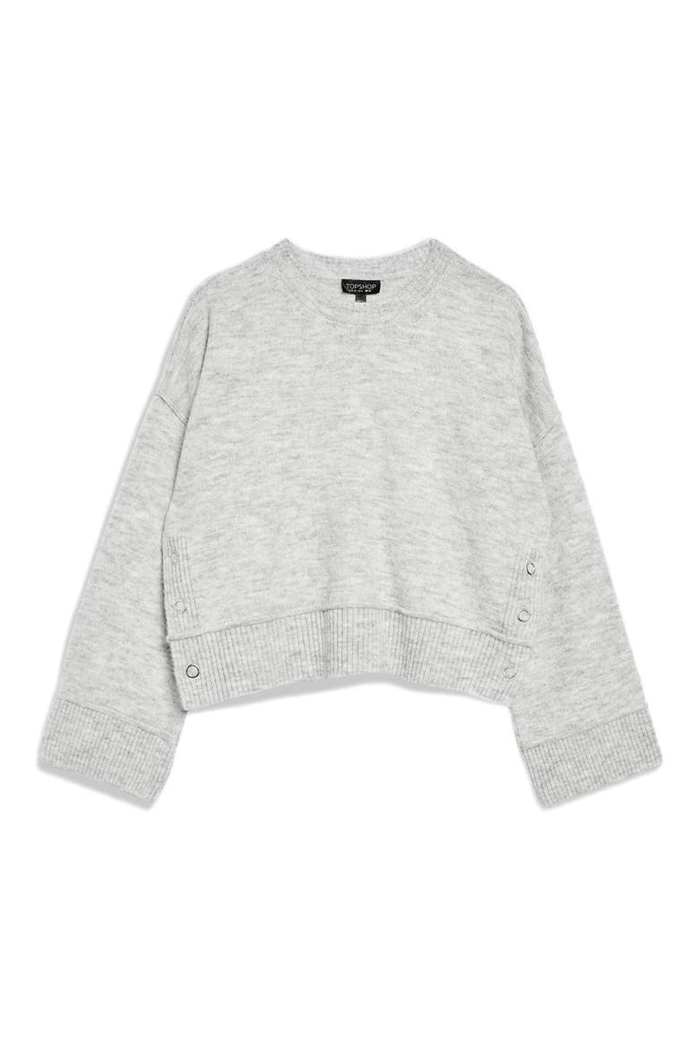 Mo Seam Detail Popper Sweater, Alternate, color, GREY MARL