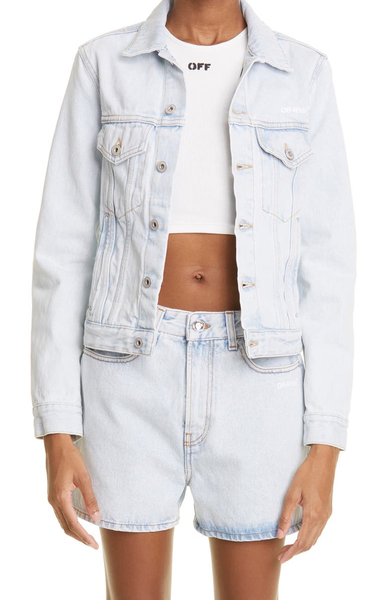Off-White Women's Diagonal Cotton Denim Jacket, Main, color,