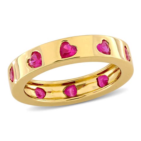 Lab-Created Gemstone Heart Eternity Ring