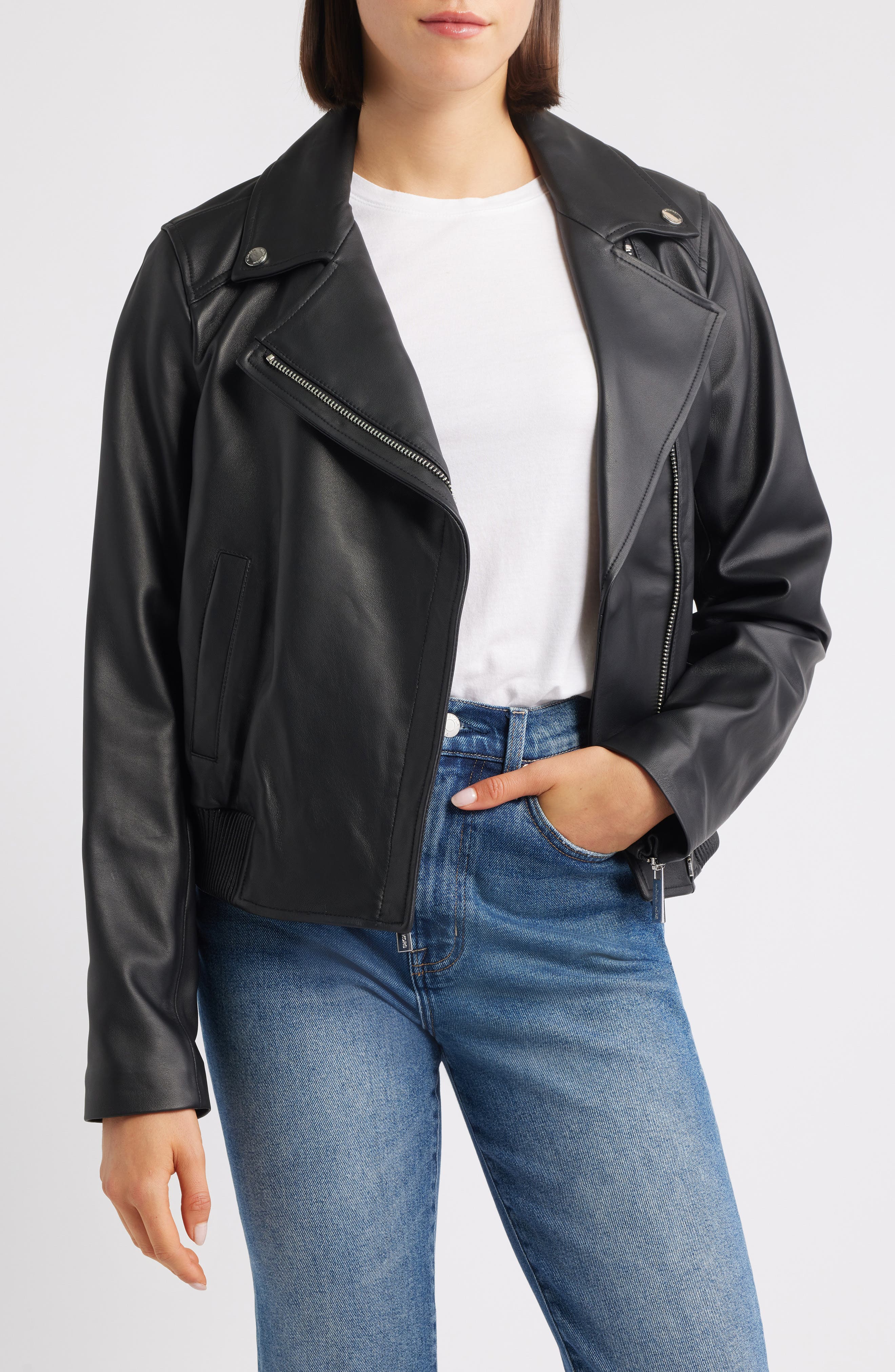 Michael Kors Moto Bomber Leather Jacket
