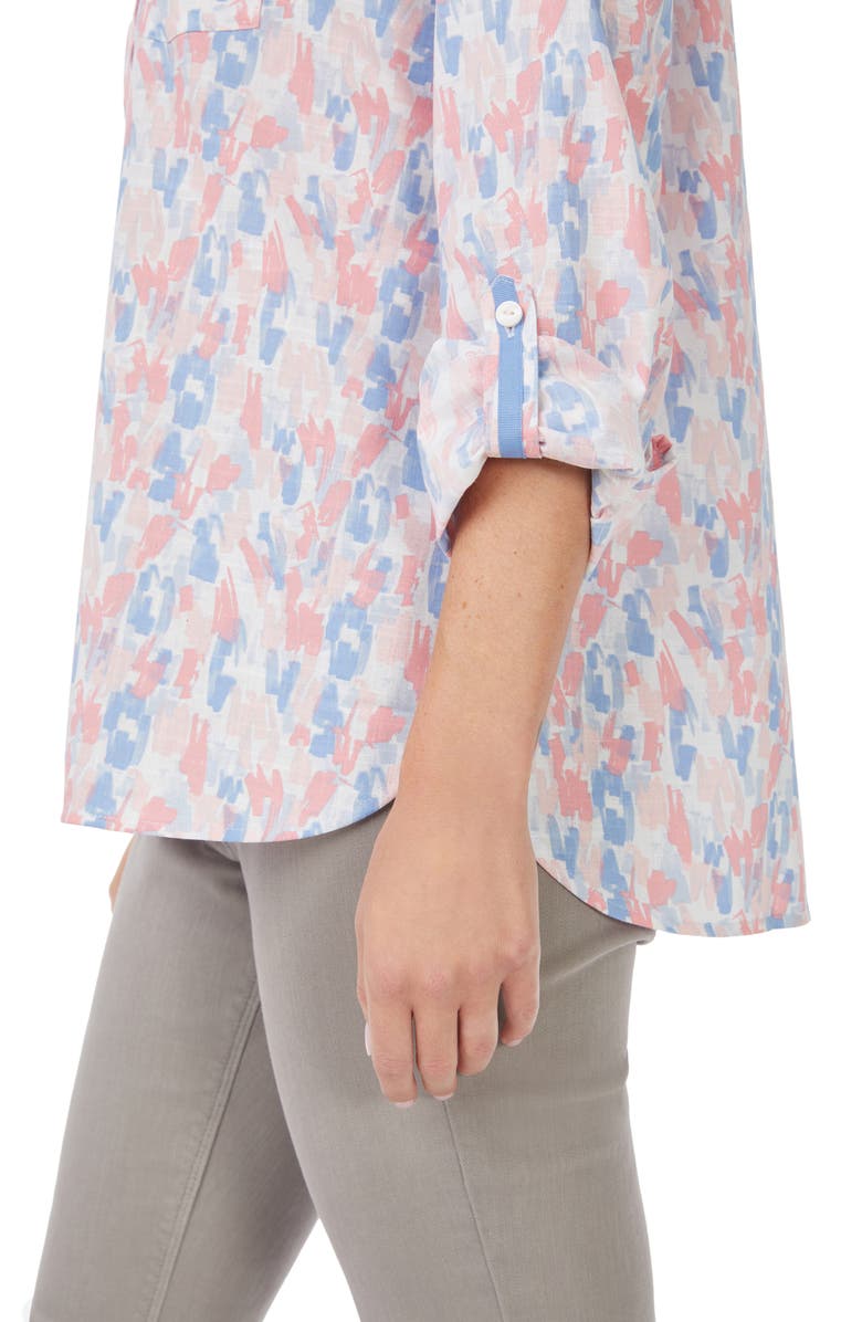 Foxcroft Cole Print Wrinkle-Resistant Button-Up Shirt, Alternate, color, Blue Multi