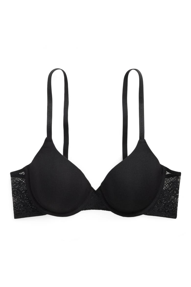 Underwire Lace Demi T-Shirt Bra, Alternate, color, ONYX