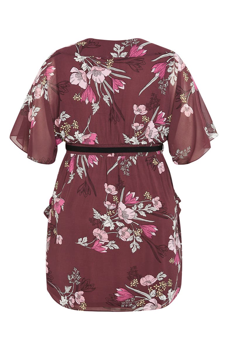 City Chic Lila Floral Print Faux Wrap Dress, Alternate, color, 