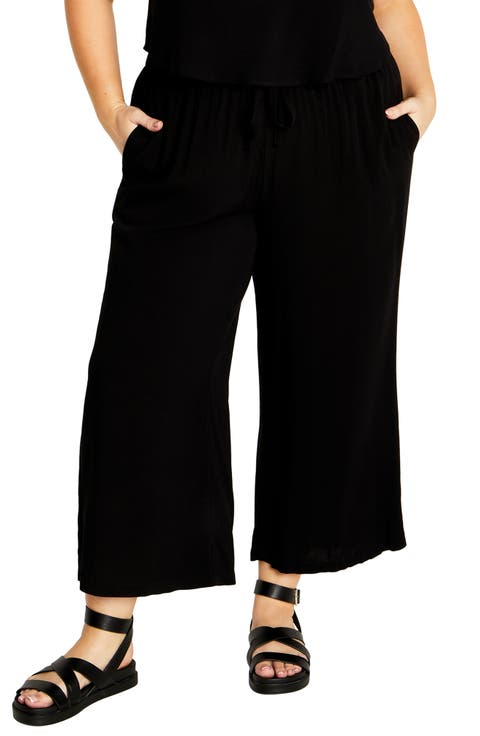 Nova Wide Leg Drawstring Ankle Pants (Plus)