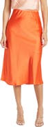 Renee C Solid Satin Midi Skirt