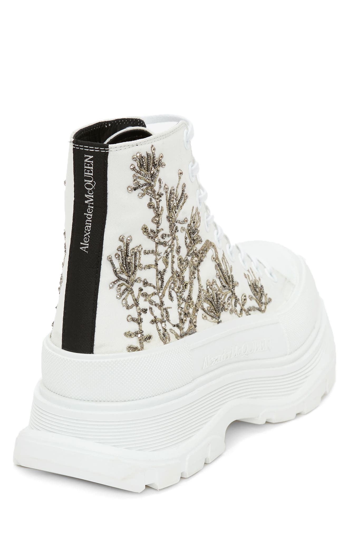 McQueen Alexander McQueen Tread Slick Embroidered High Top Sneaker, Alternate, color, 
