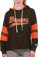 STARTER Women's Starter Brown Cleveland Browns Bump And Run Long Sleeve Hoodie T-Shirt