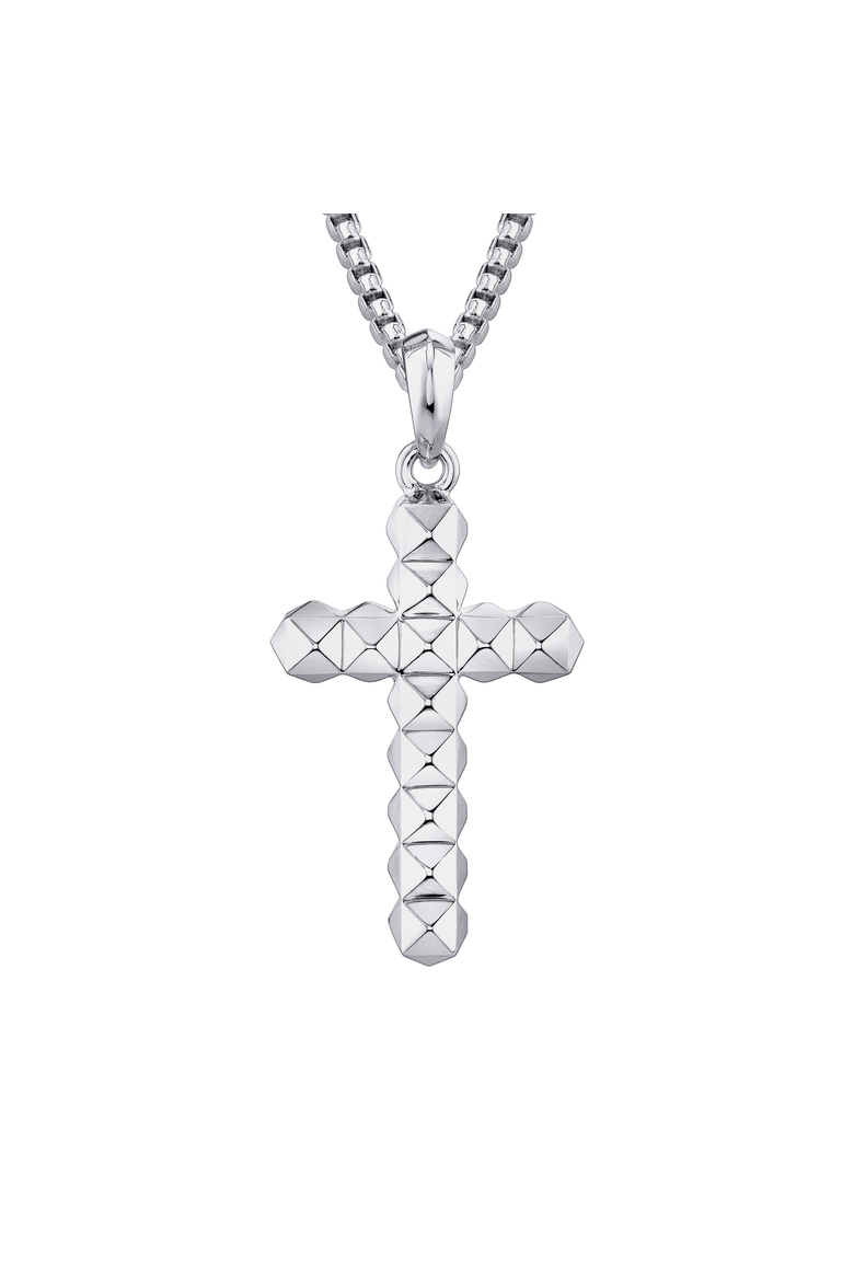 Men's 3D Tetra Cross Pendant, Main, color, Silver