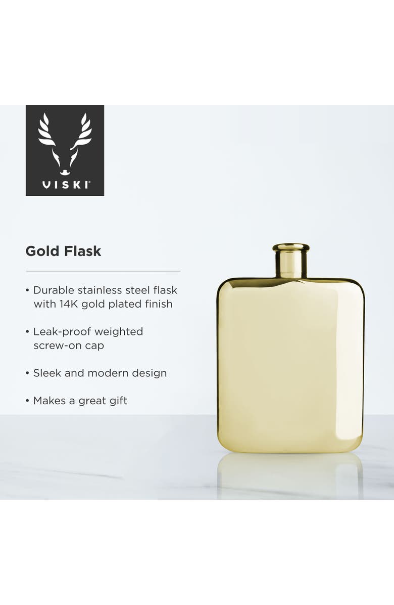 Viski 6 oz Flask, Alternate, color, Gold